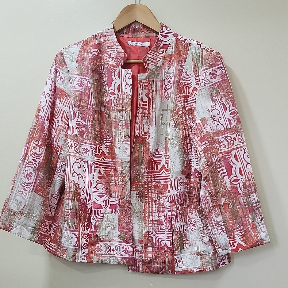 Alia Vibrant Coral Jacket with White Accents